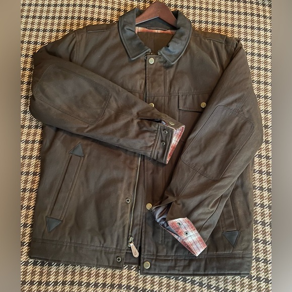 Men's London Fog Brown Wax Canvas Barn Coat - Picture 1 of 5
